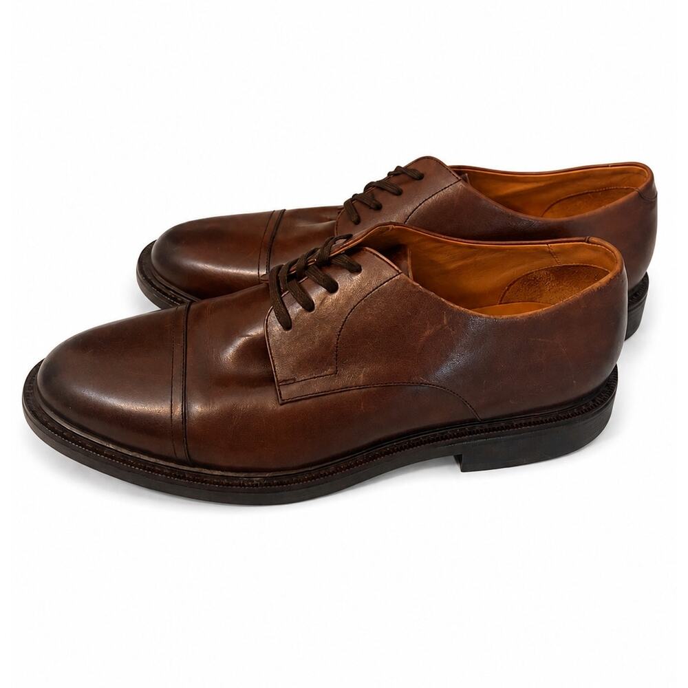 Polo Ralph Lauren Mens 13D Brown Leather Cap Toe Derby Dress Shoes Vibram